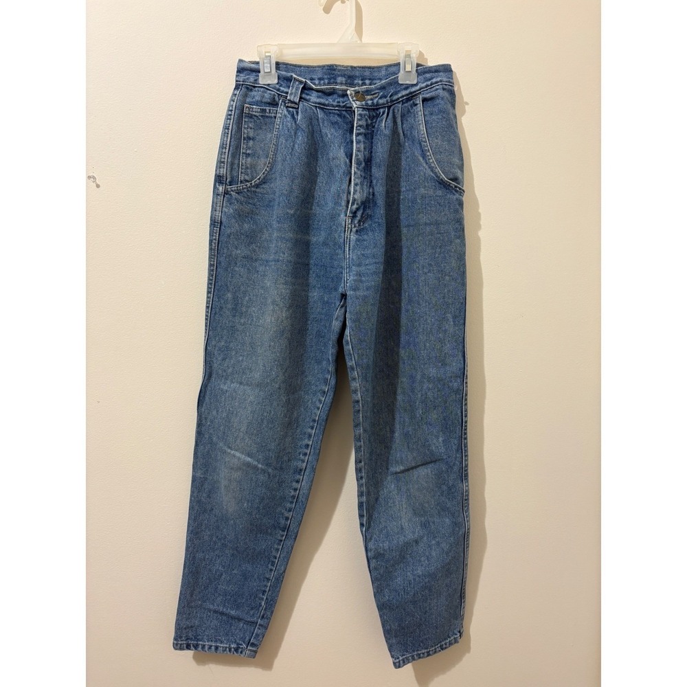 Vintage Gitano High Waisted Mom Jeans Blue Acid Wash Tapered Leg Pleated 26
